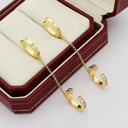 [LUCKY LOVE]LOVE 3.0MM HALF DIAMOND EARRINGS