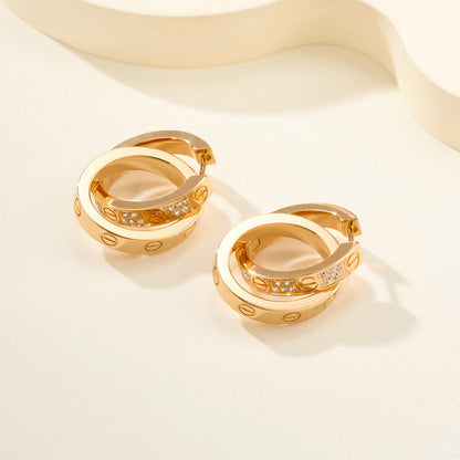 [LUCKY LOVE]LOVE 3.3MM DANGLE HALF DIAMOND EARRINGS