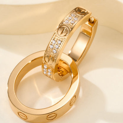 [LUCKY LOVE]LOVE 3.3MM DANGLE HALF DIAMOND EARRINGS