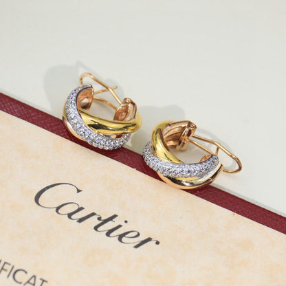 [LUCKY LOVE]TRINITY HALF DIAMOND  CLASSIC EARRINGS