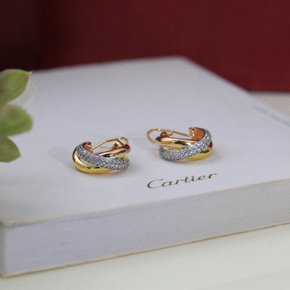 [LUCKY LOVE]TRINITY HALF DIAMOND  CLASSIC EARRINGS