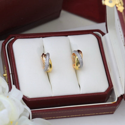 [LUCKY LOVE]TRINITY HALF DIAMOND  CLASSIC EARRINGS