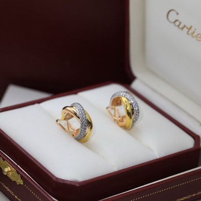 [LUCKY LOVE]TRINITY HALF DIAMOND  CLASSIC EARRINGS