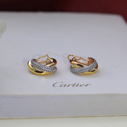 [LUCKY LOVE]TRINITY HALF DIAMOND  CLASSIC EARRINGS