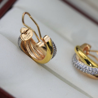 [LUCKY LOVE]TRINITY HALF DIAMOND  CLASSIC EARRINGS