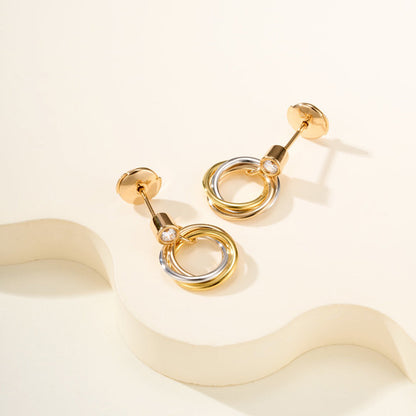 [LUCKY LOVE]TRINITY ON DIAMOND  EARRINGS