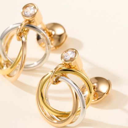[LUCKY LOVE]TRINITY ON DIAMOND  EARRINGS