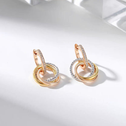 [LUCKY LOVE]TRINITY HALF DIAMOND  EARRINGS