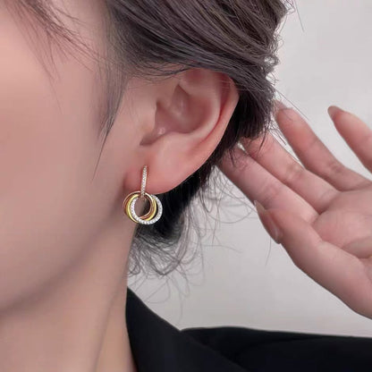 [LUCKY LOVE]TRINITY HALF DIAMOND  EARRINGS