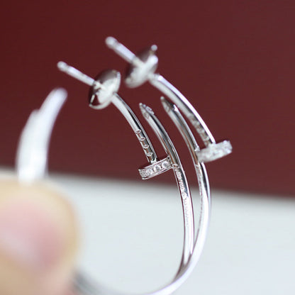 [LUCKY LOVE]JUSTE HALF DIAMOND LARGE EARRINGS