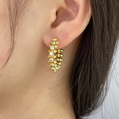 [LUCKY LOVE]CLASH FULL DIAMOND MEDIUM EARRINGS