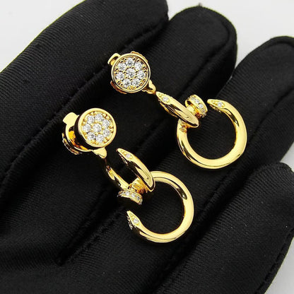 [LUCKY LOVE]JUSTE HALF DIAMOND DOUBLE EARRINGS