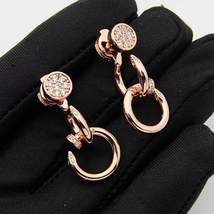 [LUCKY LOVE]JUSTE HALF DIAMOND DOUBLE EARRINGS