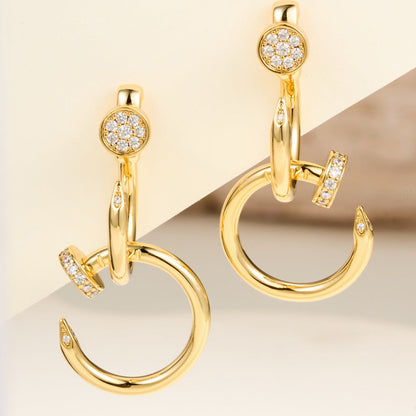 [LUCKY LOVE]JUSTE HALF DIAMOND DOUBLE EARRINGS