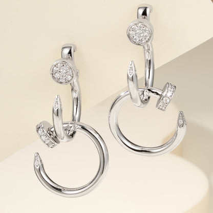 [LUCKY LOVE]JUSTE HALF DIAMOND DOUBLE EARRINGS