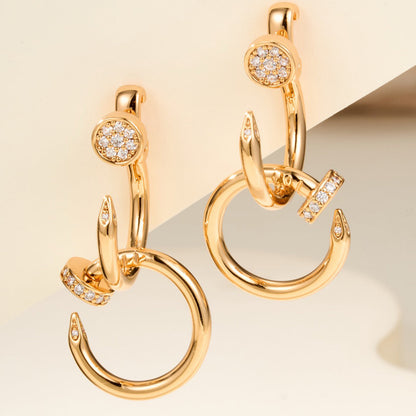 [LUCKY LOVE]JUSTE HALF DIAMOND DOUBLE EARRINGS