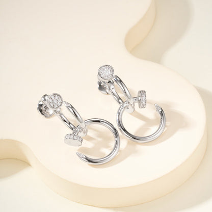 [LUCKY LOVE]JUSTE HALF DIAMOND DOUBLE EARRINGS