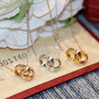 [LUCKY LOVE]LOVE DOUBLE RING NECKLACE