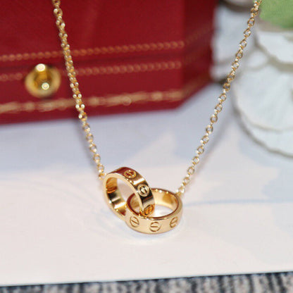 [LUCKY LOVE]LOVE DOUBLE RING NECKLACE