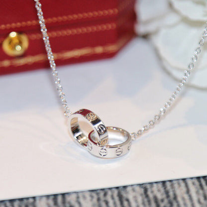 [LUCKY LOVE]LOVE DOUBLE RING NECKLACE