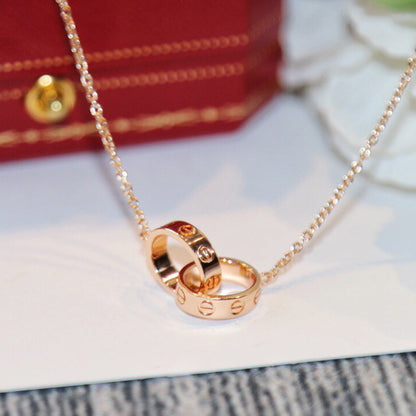 [LUCKY LOVE]LOVE DOUBLE RING NECKLACE