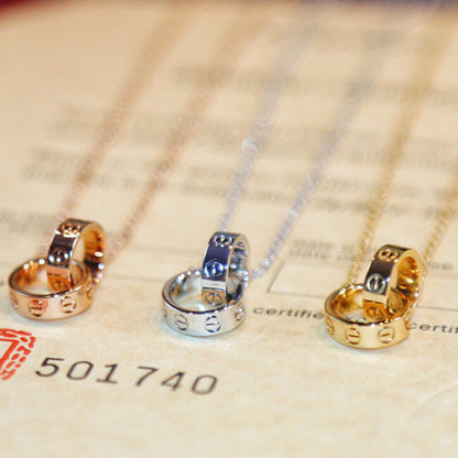 [LUCKY LOVE]LOVE DOUBLE RING NECKLACE