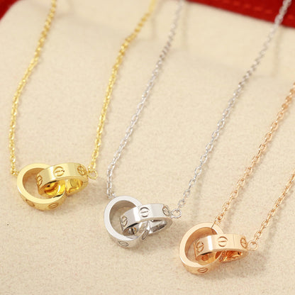 [LUCKY LOVE]LOVE DOUBLE RING NECKLACE