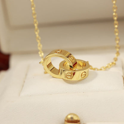 [LUCKY LOVE]LOVE DOUBLE RING NECKLACE