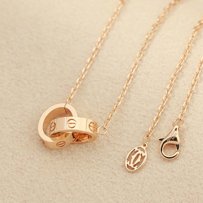 [LUCKY LOVE]LOVE DOUBLE RING NECKLACE