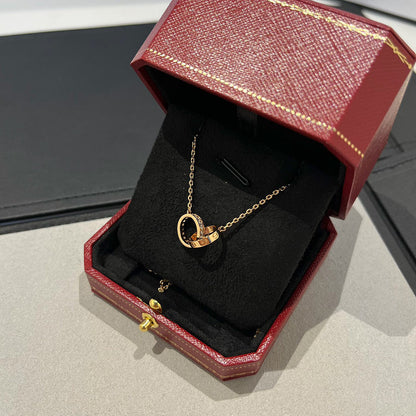 [LUCKY LOVE]LOVE DOUBLE RING HALF DIAMOND NECKLACE