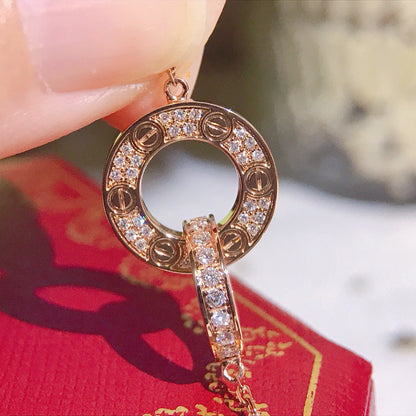 [LUCKY LOVE]LOVE  FULL DIAMOND PENDANT NECKLACE