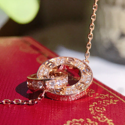 [LUCKY LOVE]LOVE  FULL DIAMOND PENDANT NECKLACE