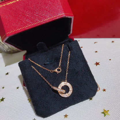 [LUCKY LOVE]LOVE  FULL DIAMOND PENDANT NECKLACE