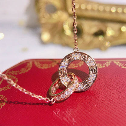 [LUCKY LOVE]LOVE  FULL DIAMOND PENDANT NECKLACE