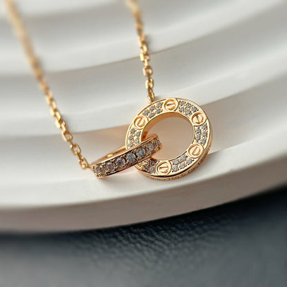 [LUCKY LOVE]LOVE  FULL DIAMOND PENDANT NECKLACE