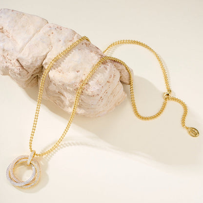 [LUCKY LOVE]TRINITY LARGE FULL DIAMOND  NECKLACE