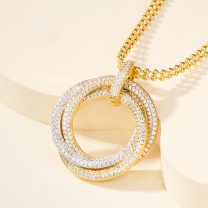 [LUCKY LOVE]TRINITY LARGE FULL DIAMOND  NECKLACE