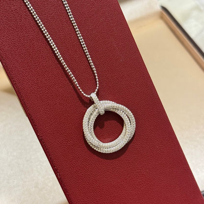[LUCKY LOVE]TRINITY LARGE FULL DIAMOND  NECKLACE
