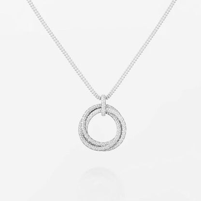 [LUCKY LOVE]TRINITY LARGE FULL DIAMOND  NECKLACE