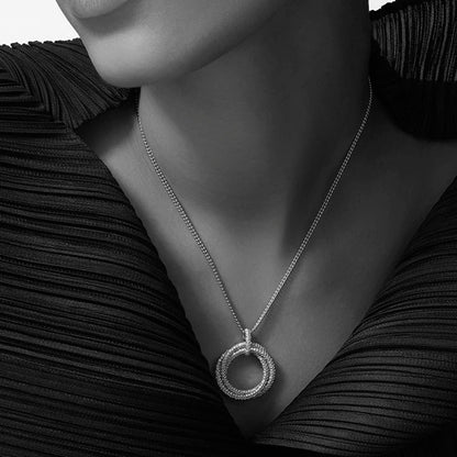 [LUCKY LOVE]TRINITY LARGE FULL DIAMOND  NECKLACE