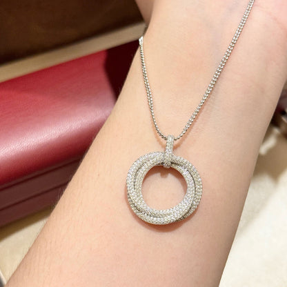 [LUCKY LOVE]TRINITY LARGE FULL DIAMOND  NECKLACE