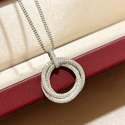 [LUCKY LOVE]TRINITY LARGE FULL DIAMOND  NECKLACE