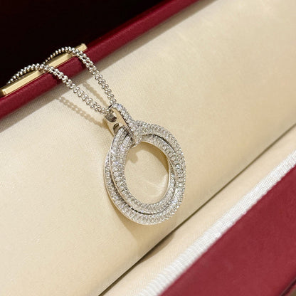 [LUCKY LOVE]TRINITY LARGE FULL DIAMOND  NECKLACE