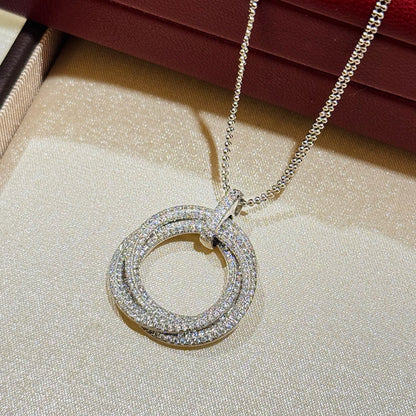[LUCKY LOVE]TRINITY LARGE FULL DIAMOND  NECKLACE