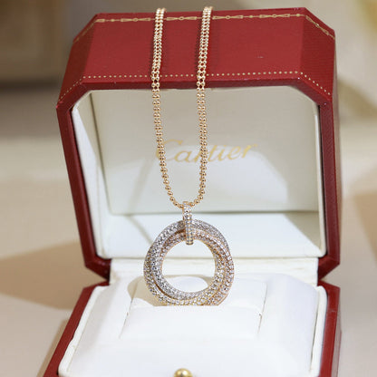 [LUCKY LOVE]TRINITY LARGE FULL DIAMOND  NECKLACE