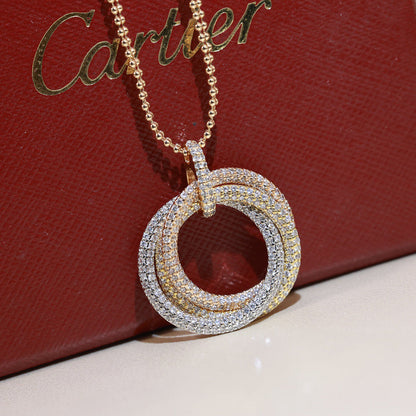 [LUCKY LOVE]TRINITY LARGE FULL DIAMOND  NECKLACE