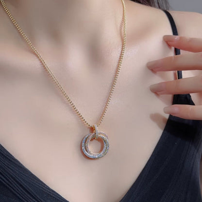 [LUCKY LOVE]TRINITY LARGE FULL DIAMOND  NECKLACE