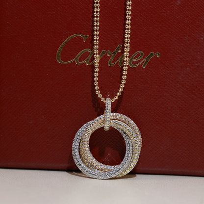[LUCKY LOVE]TRINITY LARGE FULL DIAMOND  NECKLACE