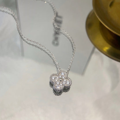 [LUCKY LOVE]CLOVER 15MM DIAMOND SINGLE FLOWER NECKLACE