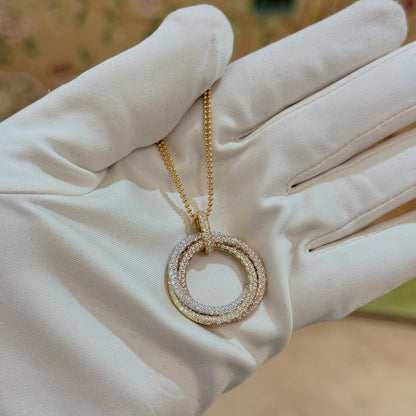 [LUCKY LOVE]TRINITY LARGE FULL DIAMOND  NECKLACE